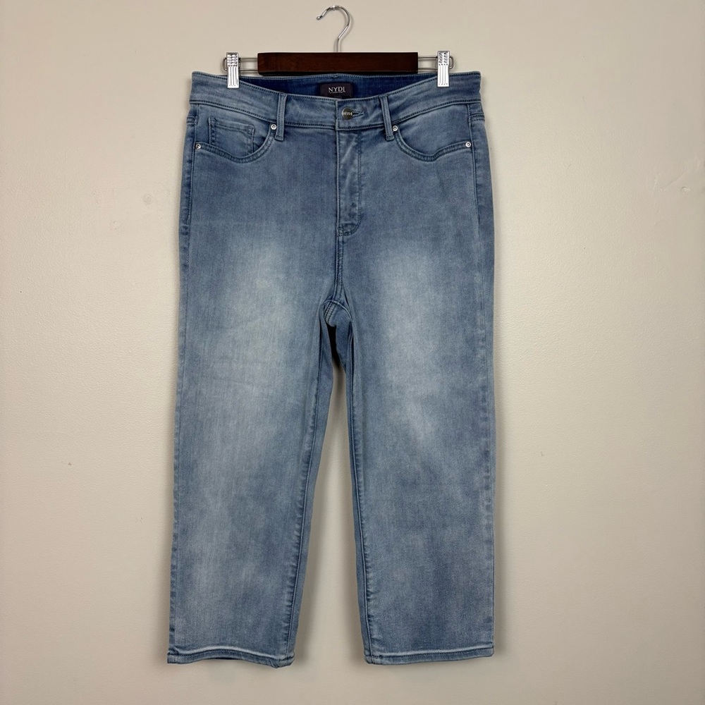 NYDJ Jeans Women 10 Blue Marilyn Straight Crop High Rise Stretch 5 Pocket Denim